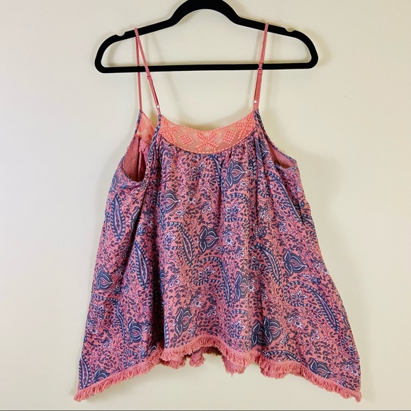 ANTHROPOLOGIE LILKA Coral/Pink Fringe Boho Swing Cami Tank Top - Picture 8 of 11